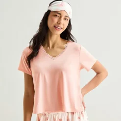 Ambrielle Womens V-Neck Short Sleeve 3-pc. Pajama Set