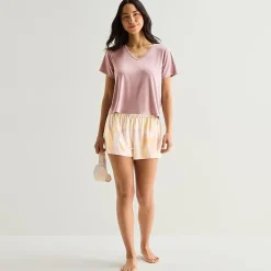 Ambrielle Womens V-Neck Short Sleeve 3-pc. Pajama Set