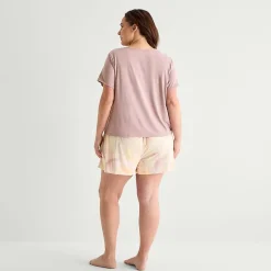 Ambrielle Womens V-Neck Short Sleeve 3-pc. Plus Pajama Set