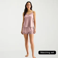 Ambrielle Womens V Neck Sleeveless Pajama Top