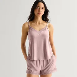 Ambrielle Womens V Neck Sleeveless Pajama Top