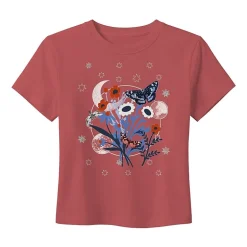 Americana Butterfly Baby Tee Womens Juniors Crew Neck Short Sleeve Fitted Graphic T-Shirt