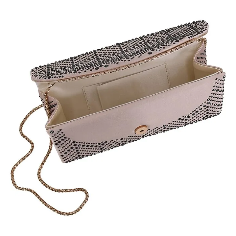 American Glamour Badgley Mischka Chevron Flap Beaded Clutch