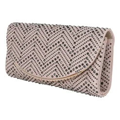 American Glamour Badgley Mischka Chevron Flap Beaded Clutch