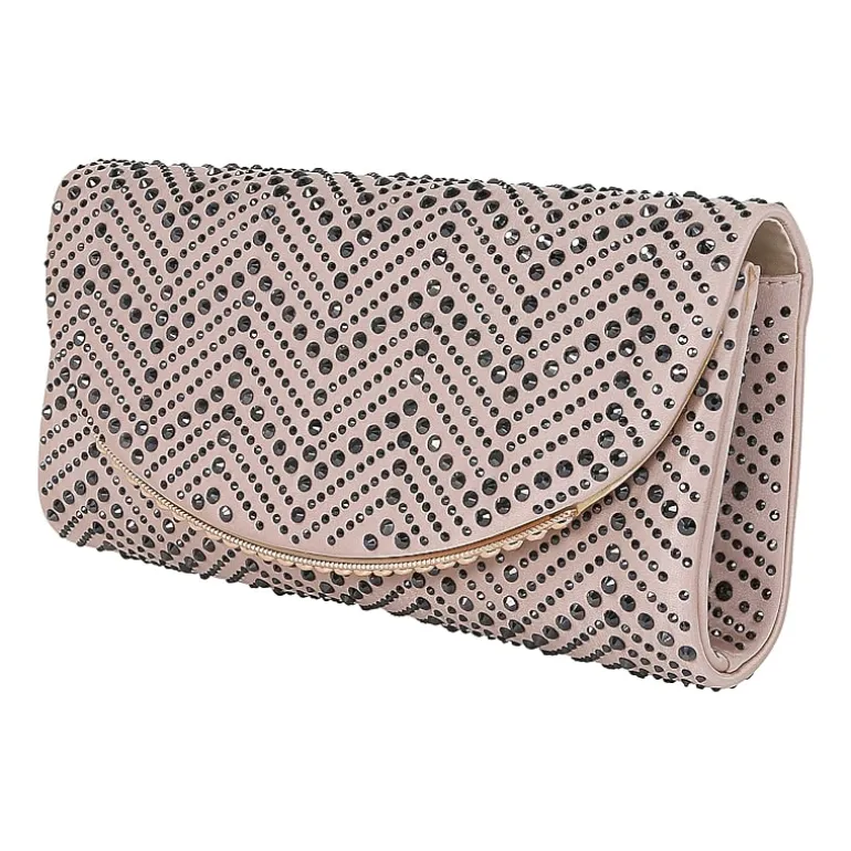 American Glamour Badgley Mischka Chevron Flap Beaded Clutch