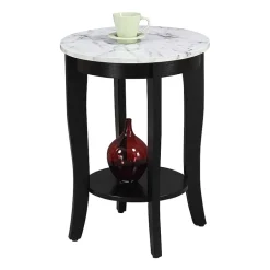 American Heritage Round End Table with Shelf