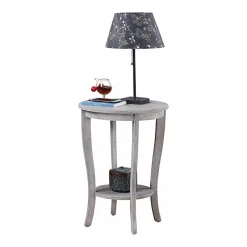 American Heritage Round End Table with Shelf