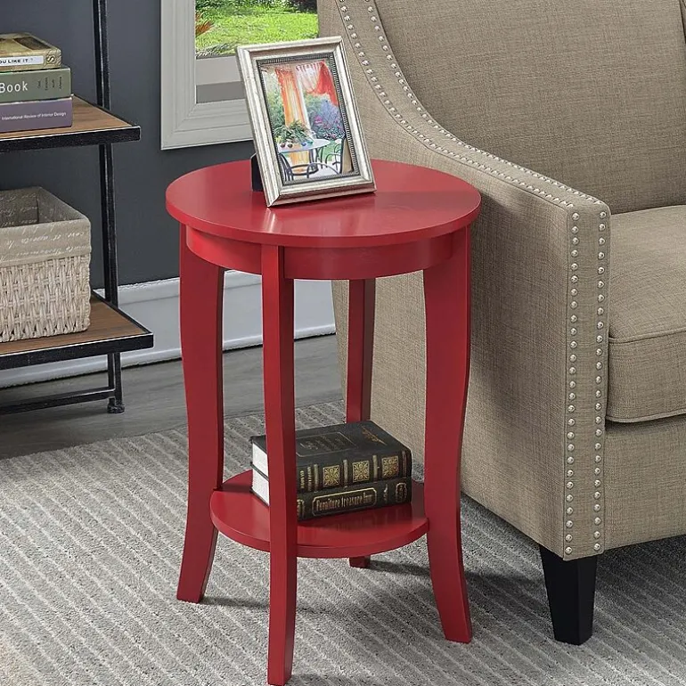 American Heritage Round End Table with Shelf