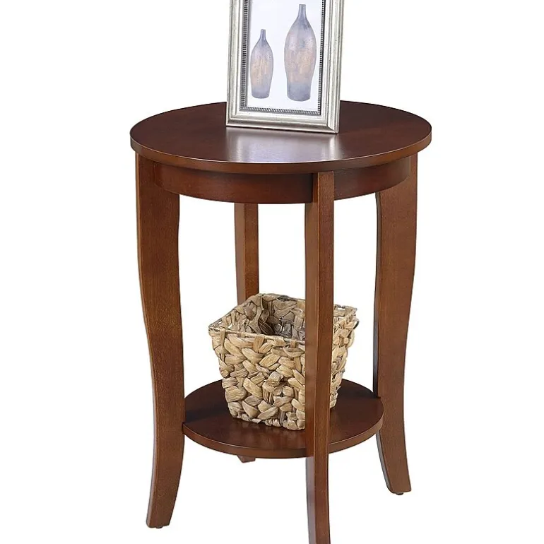 American Heritage Round End Table with Shelf