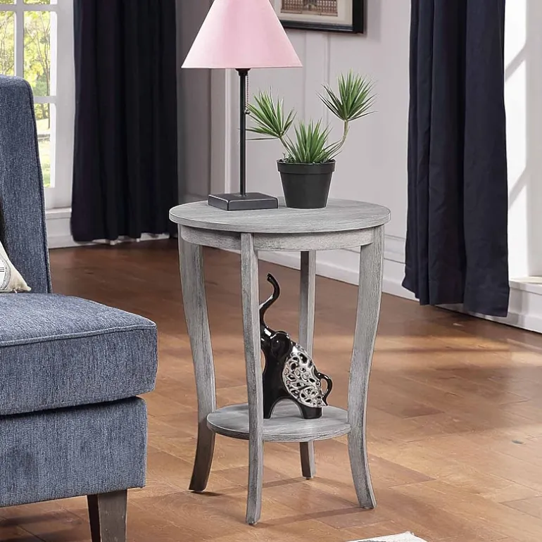 American Heritage Round End Table with Shelf