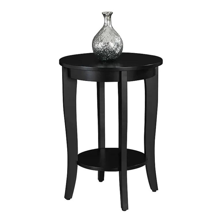 American Heritage Round End Table with Shelf