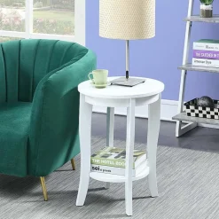 American Heritage Round End Table with Shelf