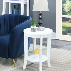 American Heritage Round End Table with Shelf