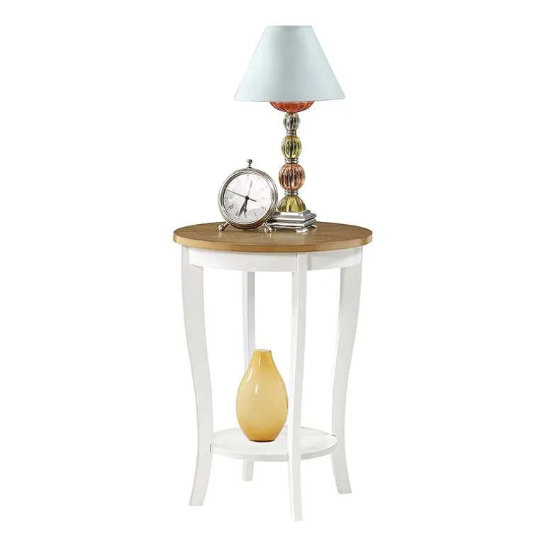 American Heritage Round End Table with Shelf