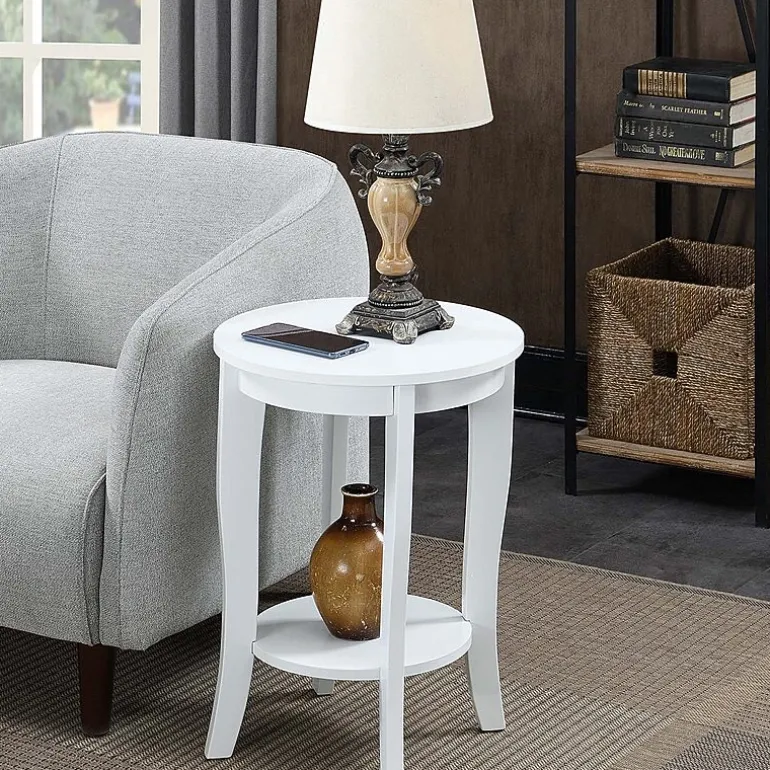 American Heritage Round End Table with Shelf