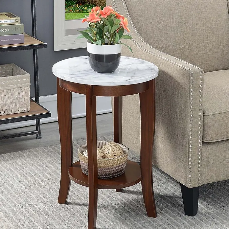 American Heritage Round End Table with Shelf