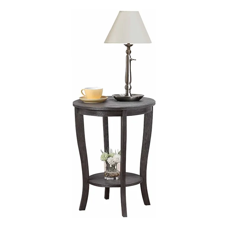 American Heritage Round End Table with Shelf