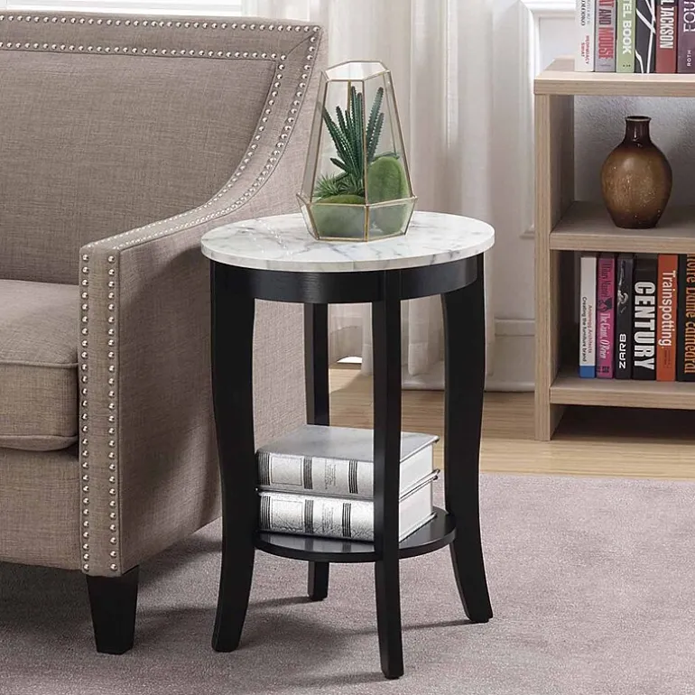 American Heritage Round End Table with Shelf