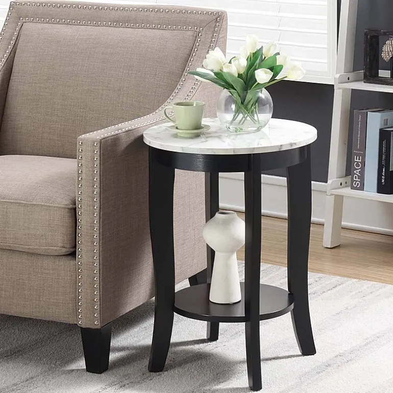 American Heritage Round End Table with Shelf