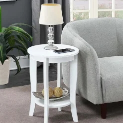 American Heritage Round End Table with Shelf