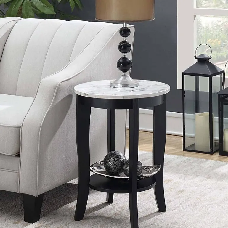 American Heritage Round End Table with Shelf
