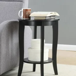 American Heritage Round End Table with Shelf