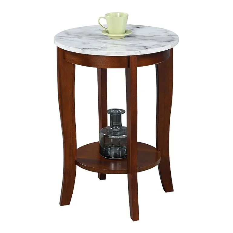 American Heritage Round End Table with Shelf