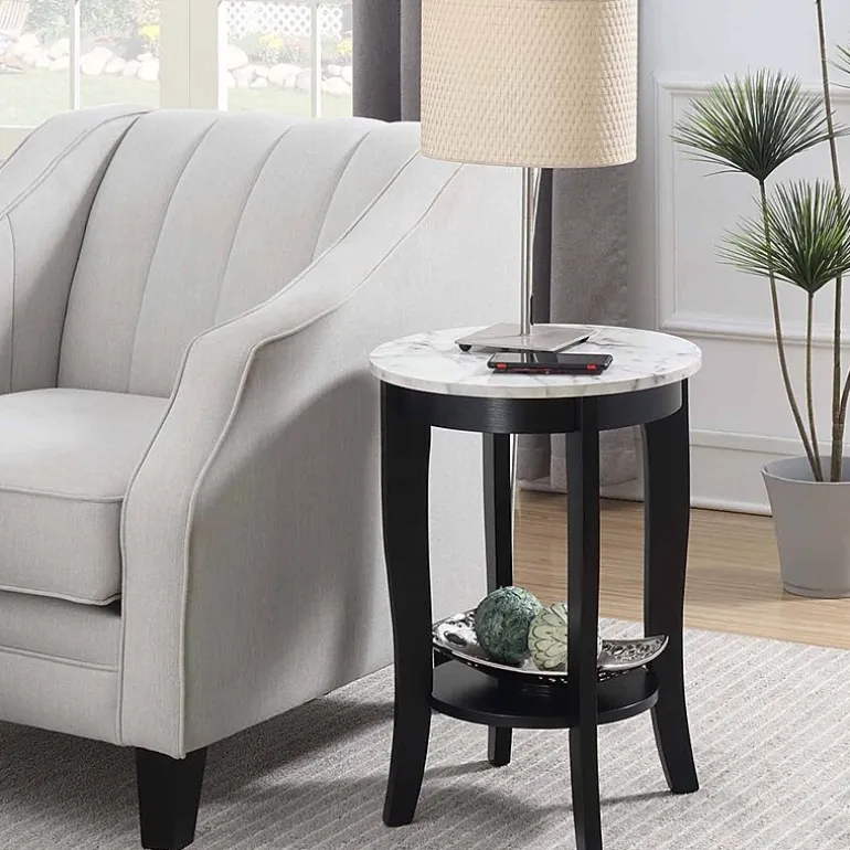 American Heritage Round End Table with Shelf