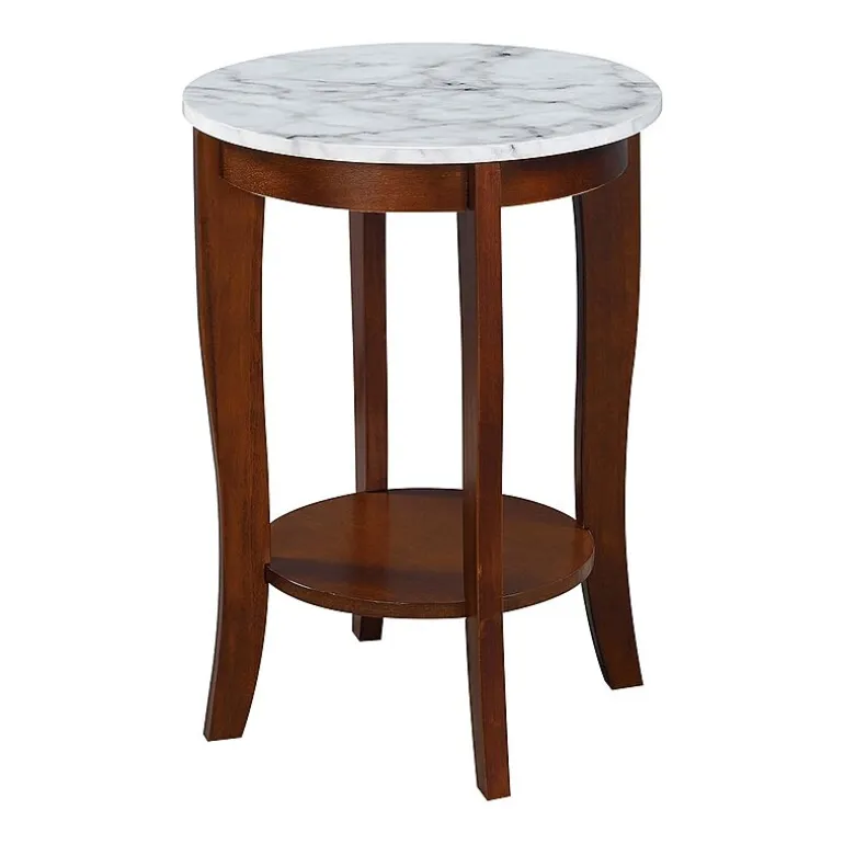 American Heritage Round End Table with Shelf