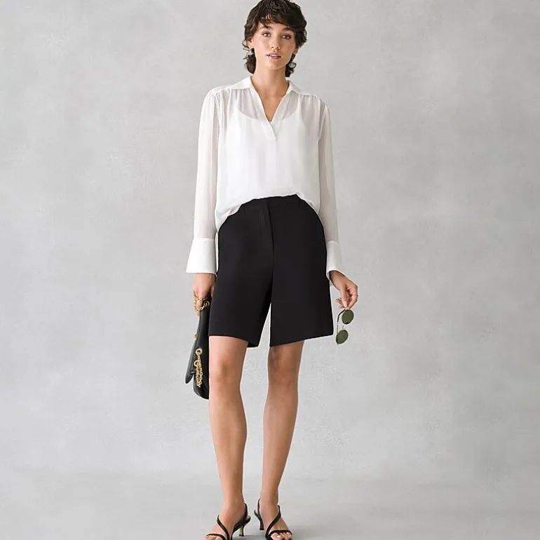 a.n.a Crepe Womens Mid Rise Pleated Short