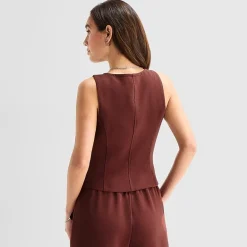 a.n.a Crepe Womens V Neck Sleeveless Vest