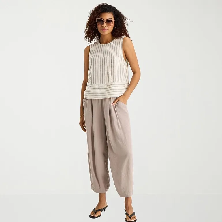 a.n.a Linen Womens Round Neck Sleeveless Blouse