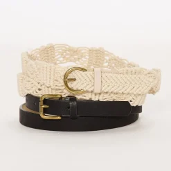 a.n.a Macarame And Solid Belt Set 2-pc. Womens Belt