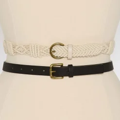 a.n.a Macarame And Solid Belt Set 2-pc. Womens Belt
