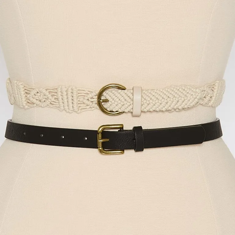 a.n.a Macarame And Solid Belt Set 2-pc. Womens Belt
