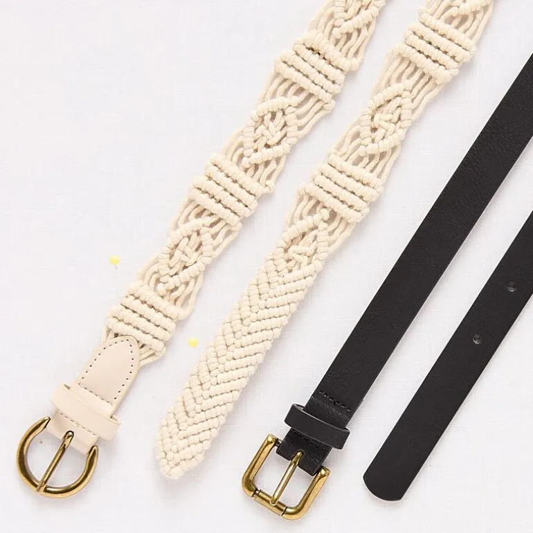 a.n.a Macarame And Solid Belt Set 2-pc. Womens Belt