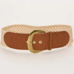 a.n.a Natural Woven Belt With Pu Buckle Womens Belt