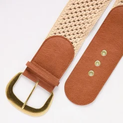 a.n.a Natural Woven Belt With Pu Buckle Womens Belt