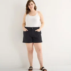 a.n.a Patch Pocket Womens Plus 4" Highest Rise Chino Short