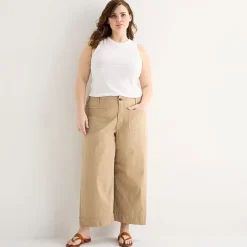 a.n.a Patch Pocket Womens Plus Wide Leg Highest Rise Cropped Pant