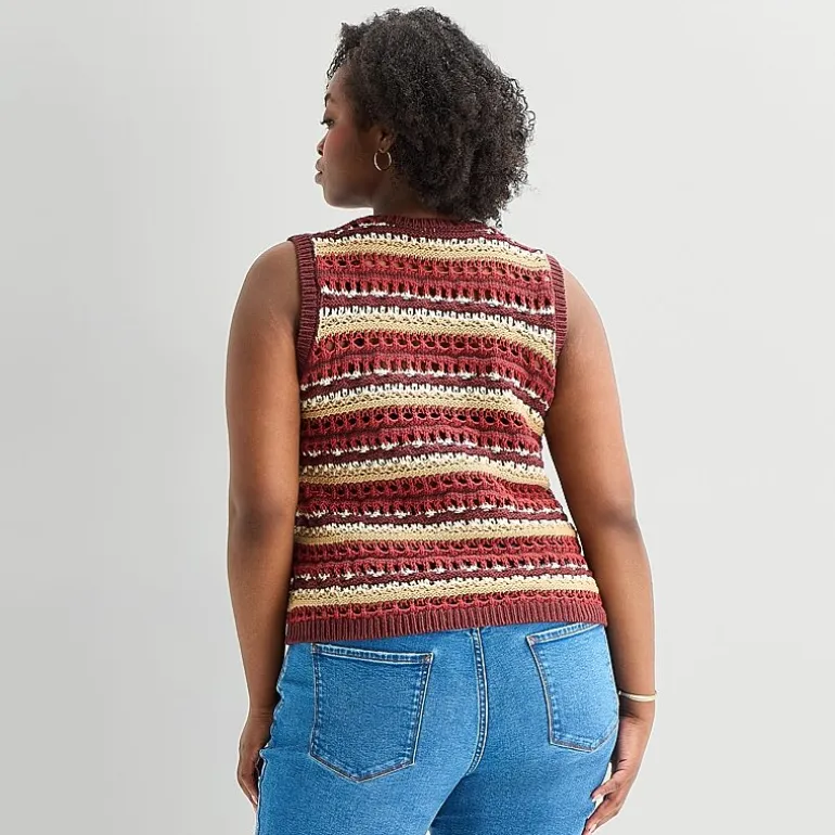 a.n.a Plus Womens Crew Neck Sleeveless Pullover Sweater