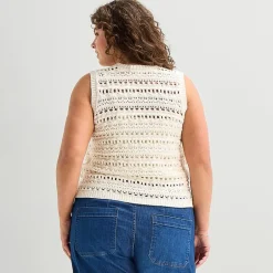 a.n.a Plus Womens Crew Neck Sleeveless Pullover Sweater