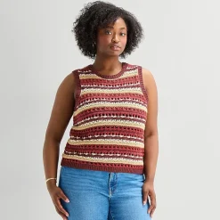 a.n.a Plus Womens Crew Neck Sleeveless Pullover Sweater