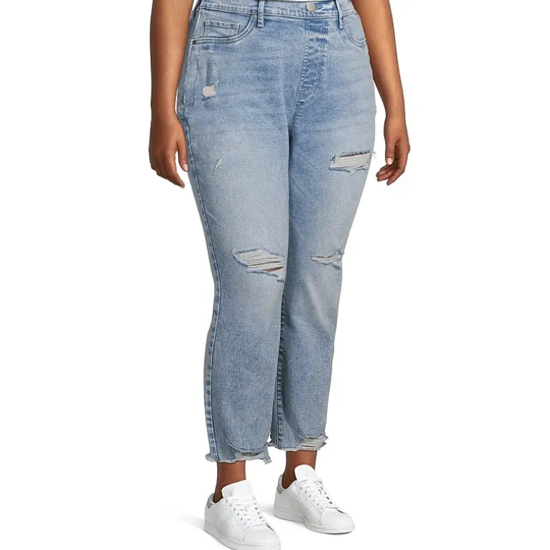 a.n.a Plus Womens High Rise Adaptive Slim Straight Leg Jean