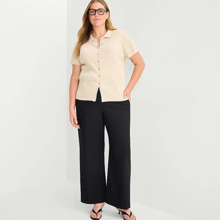 a.n.a Plus Womens Short Sleeve Polo Sweater