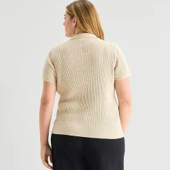 a.n.a Plus Womens Short Sleeve Polo Sweater