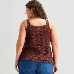 a.n.a Plus Womens Square Neck Sleeveless Pullover Sweater