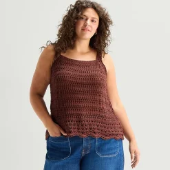 a.n.a Plus Womens Square Neck Sleeveless Pullover Sweater