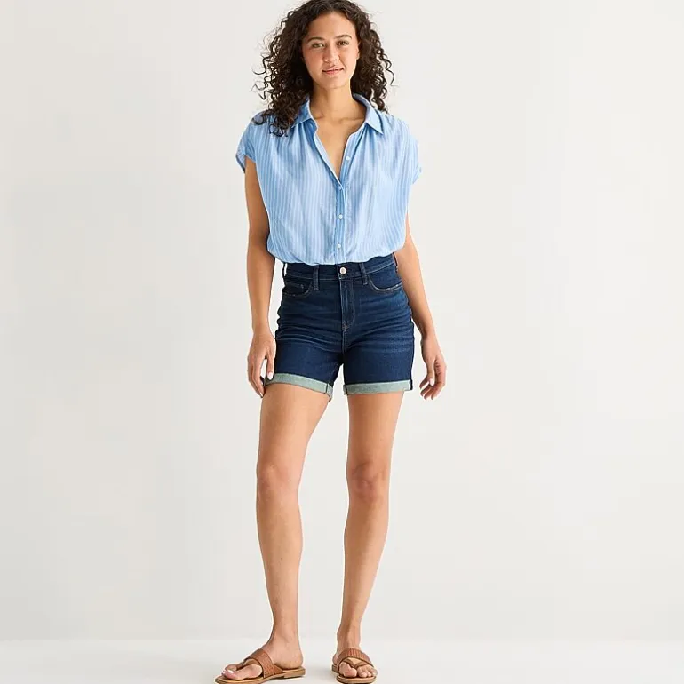 a.n.a Roll Cuff Womens 5" High Rise Denim Short