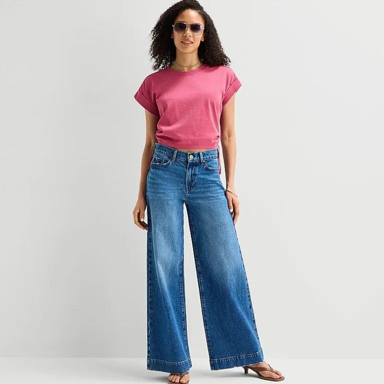 a.n.a Side Cinch Womens Crew Neck Short Sleeve T-Shirt